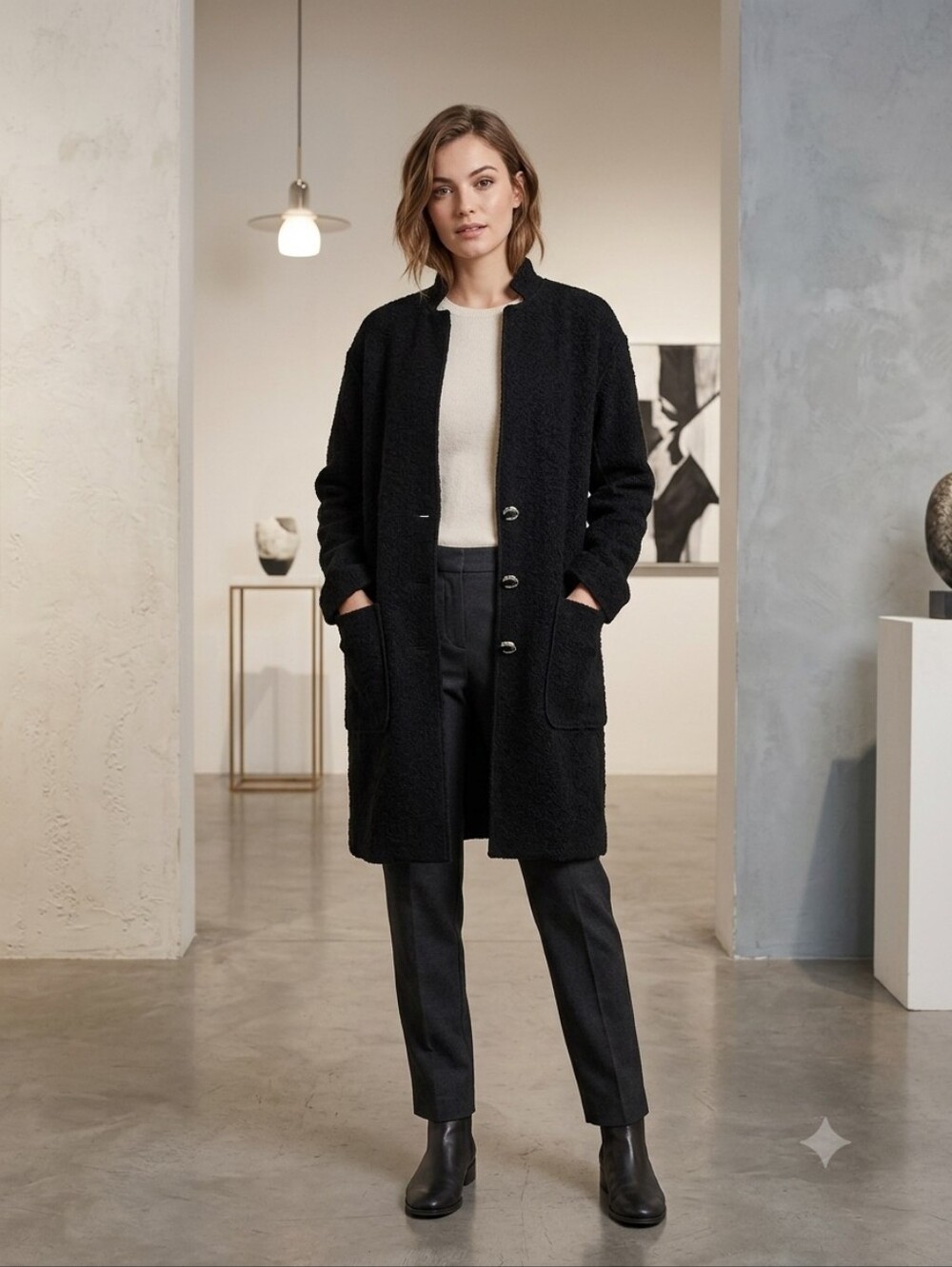MICHAEL Michael Kors Black Teddy Bouclé Coat